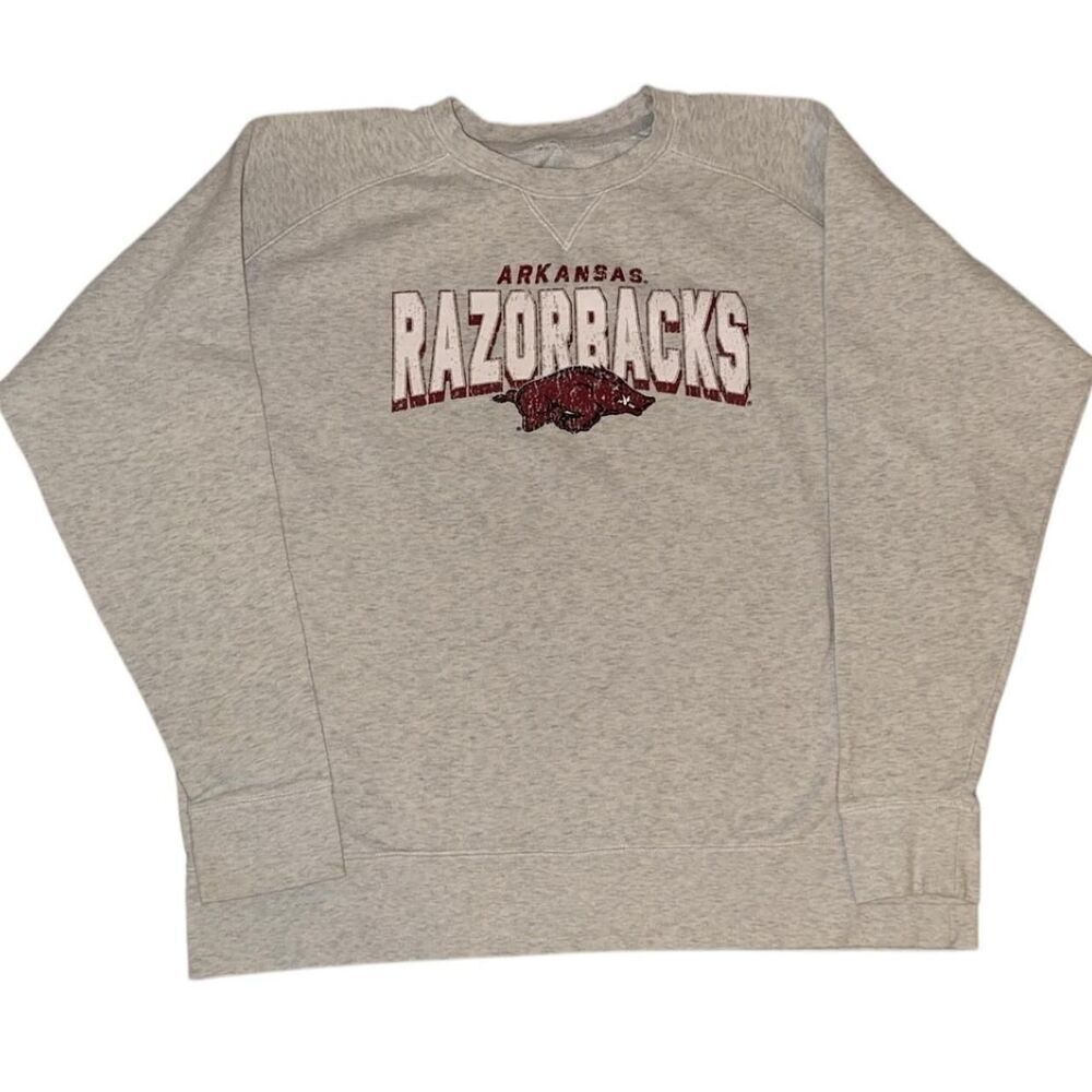 Grey and red Razorbacks crewneck sweatshirt - Picture 1 of 2